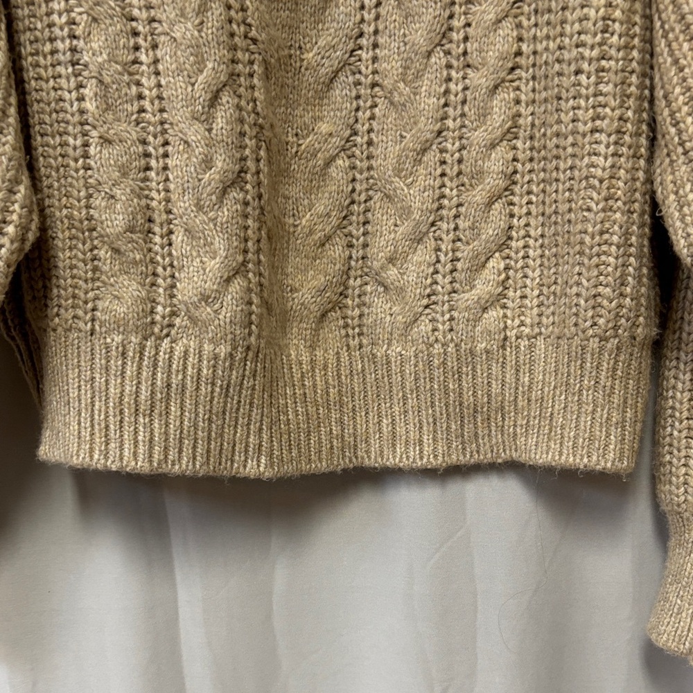 Worthington Beige Cable Knit Turtleneck Sweater - Picture 5 of 7
